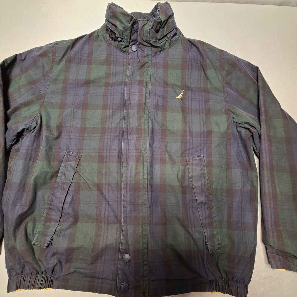 Vintage 90s Nautica Mens XL Sailing Jacket Yellow Reversible Yachting Bomber